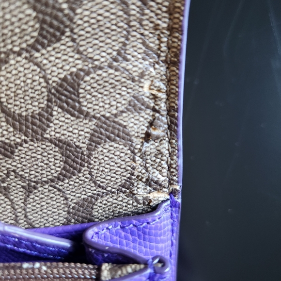 Coach 52628 Pop Slip Metallic Purple Iris Crossgrain Leather Envelope Wallet - Picture 5 of 13